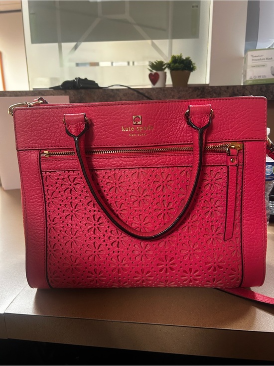 kate spade Handbags - kate spade Pink Floral Laser-Cut Leather Tote with Gold Hardware
